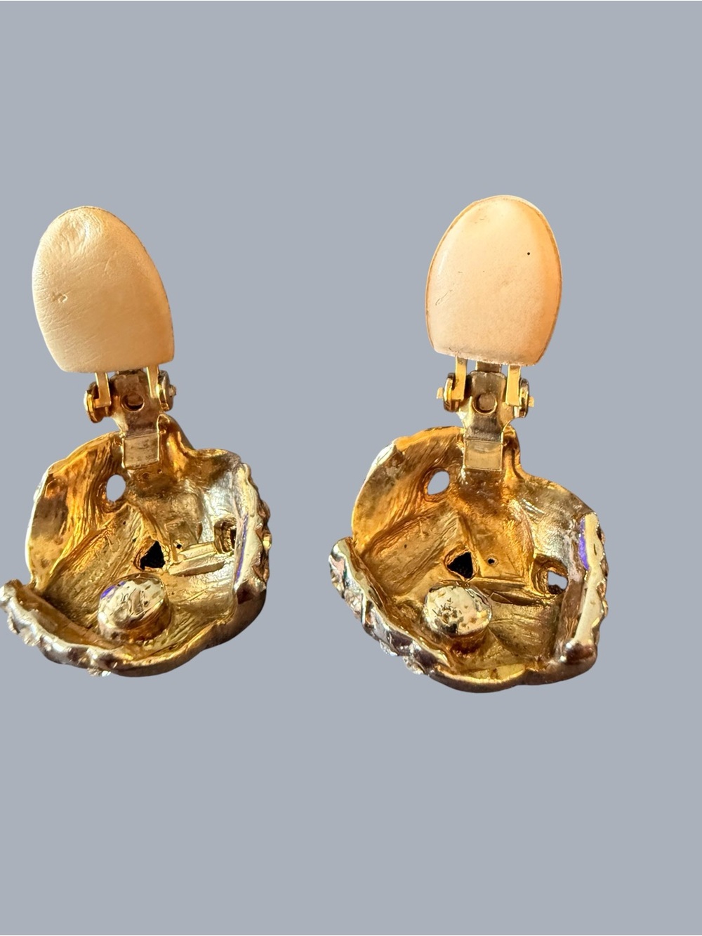 Vintage Jean Doucet GoldTone Rhinestone Clip-On Earring Designer Statement Knot - Picture 2 of 9